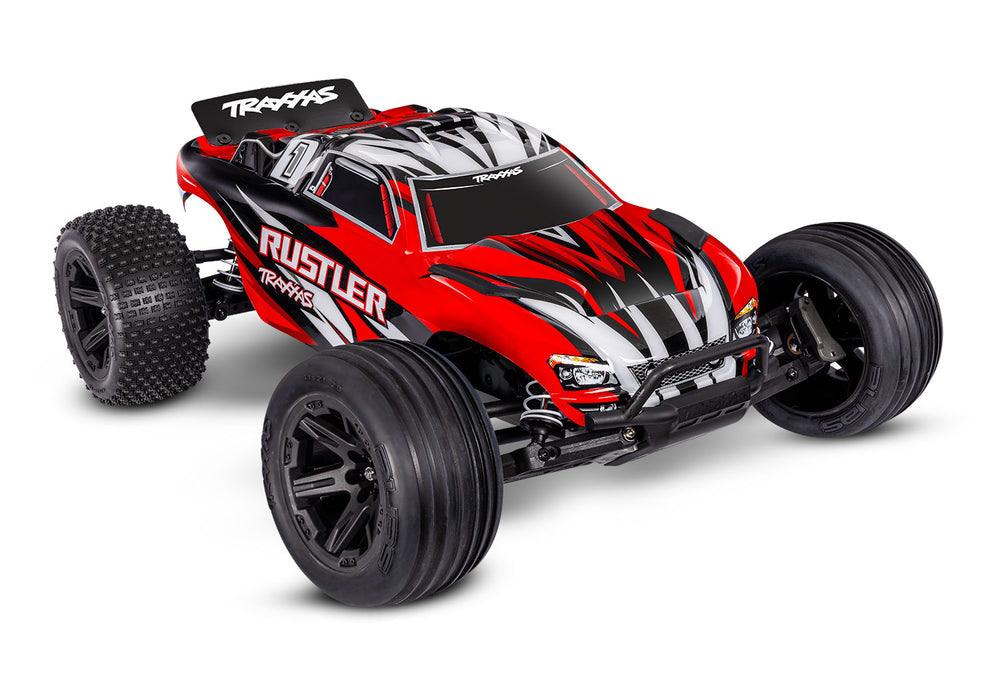 Traxxas TRA37254-8 RED X RTR Rustler 2WD XL-5 HD Clipless Body w/ NiMh Battery & USB-C Charger Titan 12T Brushed Motor