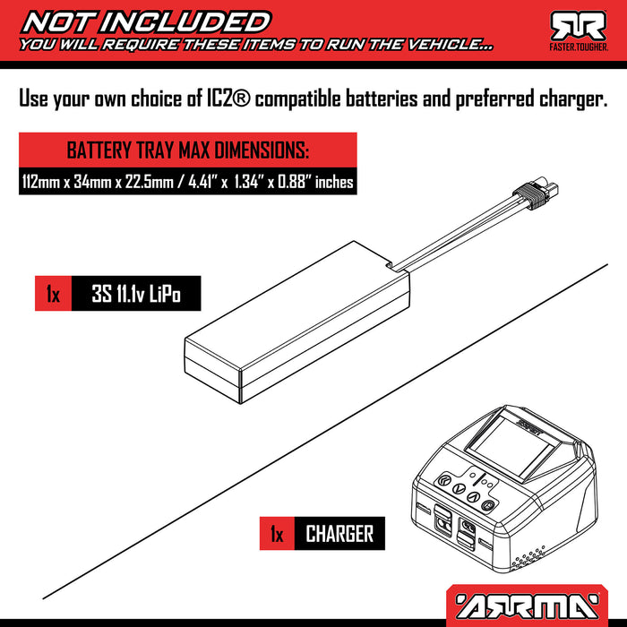 ARRMA ARA2508T1 1/16 MINI KRATON 3S DSC 4X4 RTR Brushless Speed Truck Black / Red