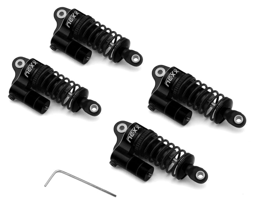 NEXX Racing Losi® NASCAR® Aluminum Oil-Filled Threaded Reservoir Shocks (Black) (4) NX-471-B