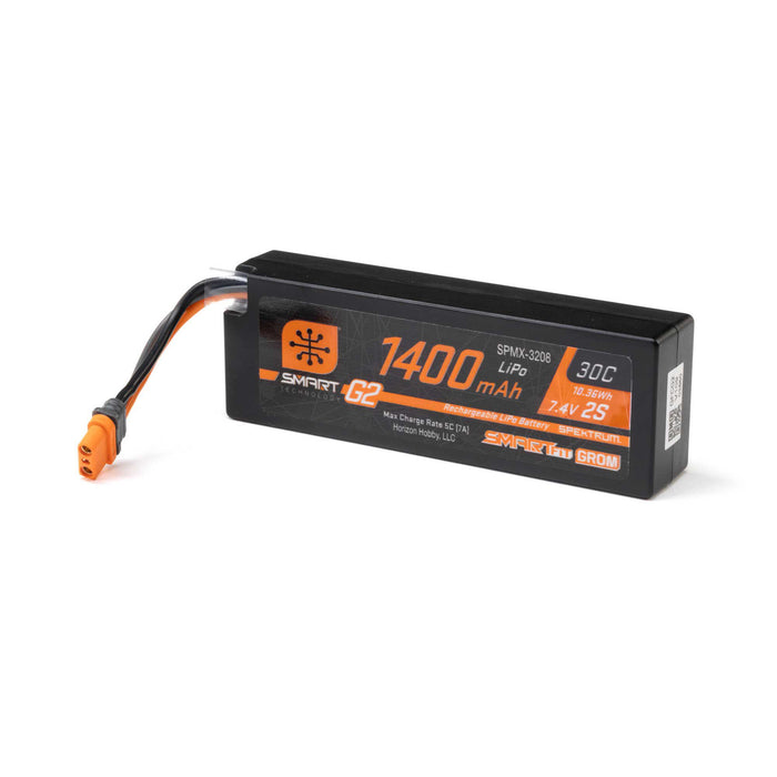 Spektrum SPMX-3208 7.4V 1400mAh 2S 30C Smart G2 LiPo Battery: IC2 SmartFit Case