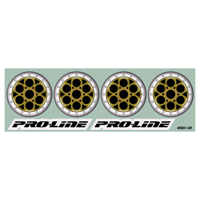 Proline PRO9851-00 Bi-Metallic Wheel Dot Decals (4): Sprint Car Wheels 2.2" Showtime Mud plug Solid Sticker set