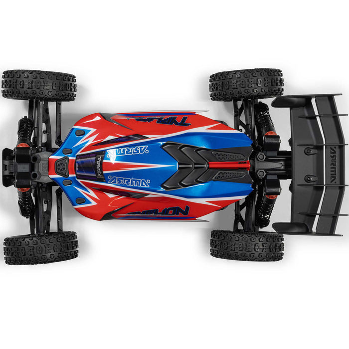 ARRMA ARA4206V4T3 1/8 TYPHON MEGA 665 4X4 RTR Brushed Buggy, RED, Blue