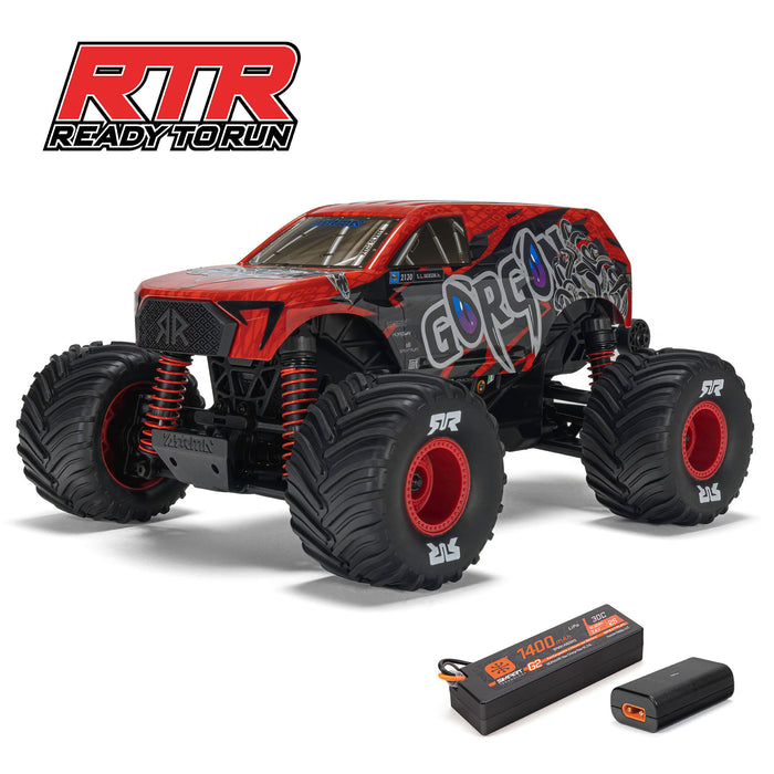 ARRMA ARA2130T2 1/16 GORGON GROM 4X4 RTR Brushed Monster Truck (Battery & Charger Included), Red