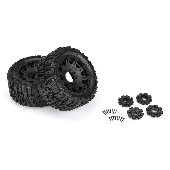 Pro-Line 1/6 Trencher F/R 5.7” Tires Mounted 24mm X-Maxx Black Raid 8x48 Hex (2) PRO1024010