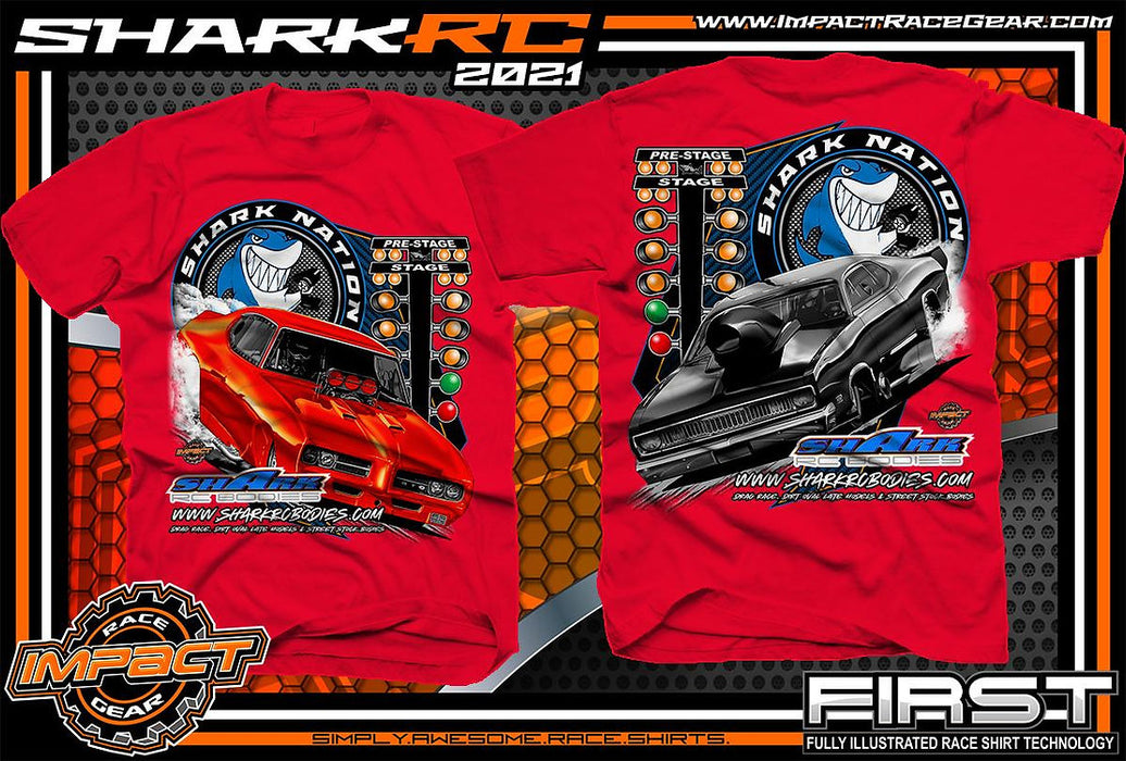Shark RC Bodies New Style T-Shirt - Red Drag Short Sleeve Shirt - Large