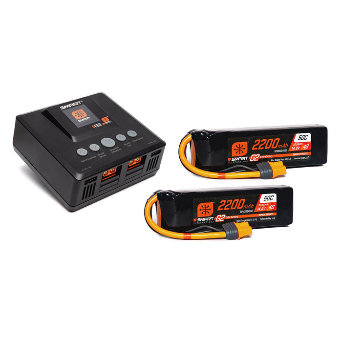 Spektrum Smart Powerstage Air Bundle: G2 2200mAh 4S 50C LiPo IC3 & S250 Charger (2) SPMXPSA500