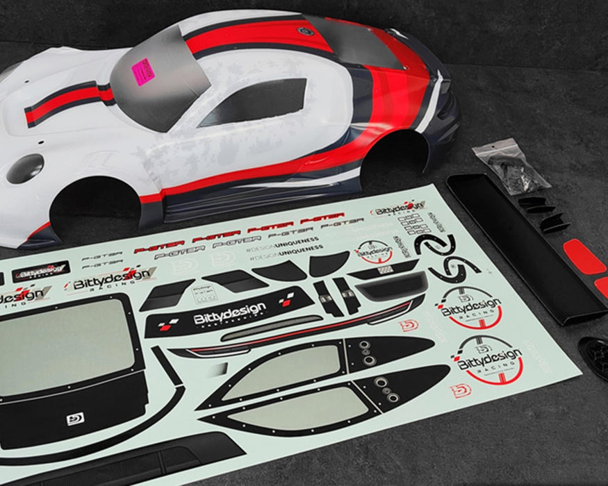 Bittydesign P-GT3R Pre-Painted 1/7 Supercar Body (White/Red) (Arrma Infraction/Limitless) BDYAR7-PGT3R-PP