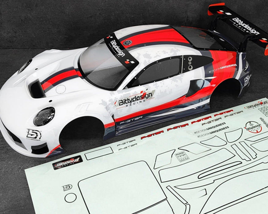 Bittydesign P-GT3R Pre-Painted 1/7 Supercar Body (White/Red) (Arrma Infraction/Limitless) BDYAR7-PGT3R-PP