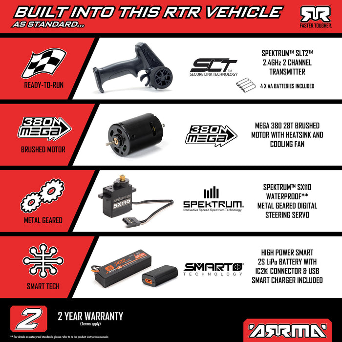 ARRMA ARA2130FF 1/16 FREEDOM FLYER GROM 4X4 RTR Brushed Monster Truck (Battery & Charger Included), White