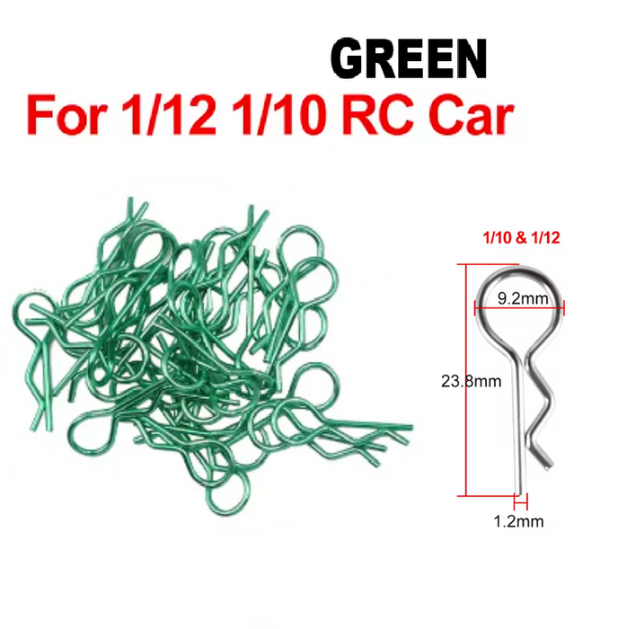 WORC GREEN Bent Up Body Clips (8 Pack) 1/10 1/12 Scale WRC-10BC-GR