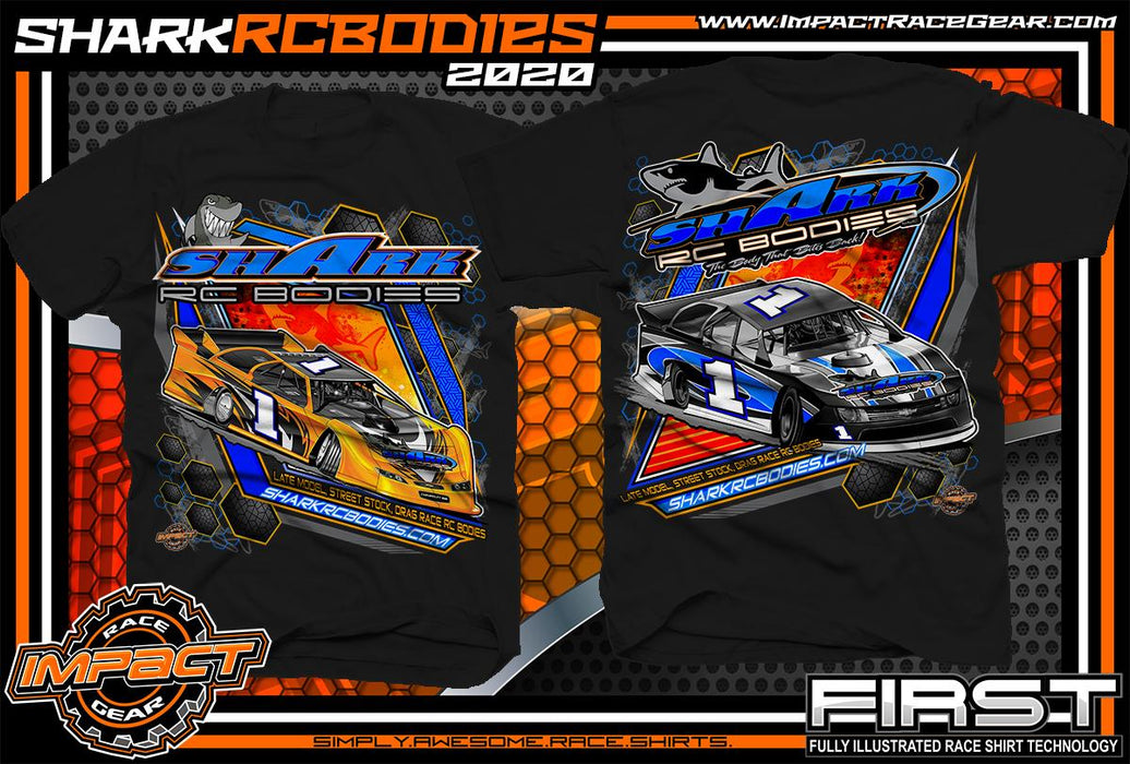 Shark RC Bodies New Style T-Shirt - BLACK DIRT OVAL Short Sleeve Shirt - XL Extra Large