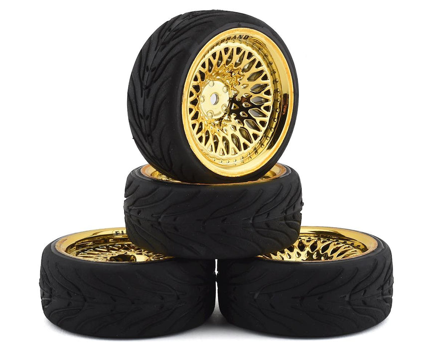 Firebrand RC Crownjewel RT39 Pre-Mounted On-Road Tires (4) (Gold) w/Fang Tires, 12mm Hex & 3mm/9mm Offset