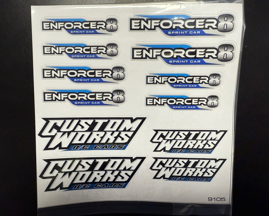 Custom Works 9105 ENFORCER 8 DECAL STICKER SHEET WRAP SPRINT CAR