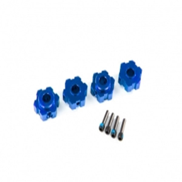 Traxxas TRA8956X Wheel hubs, hex, aluminum (blue-anodized) (4)/ 4x1