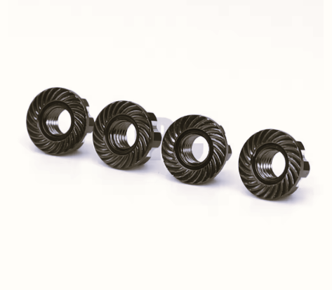 WORC WRC-FN-BK-A-4MM BLACK 4mm Flanged Serrated Wheel Lock Nut (4) Machined Aluminum