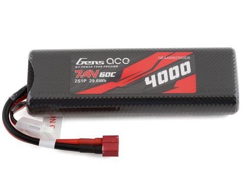 Gens Ace 2s LiPo Battery 60C 7.4V 4000mAh w/ T-Style Deans Connector NiMh / NiCd battery Case Style