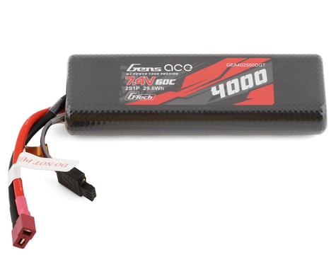 Gens Ace 2S G-Tech Smart LiPo Battery 60C 7.4V 4000mAh Tamiya w/ T-Style Deans Connector NiMh / NiCd battery Case Style