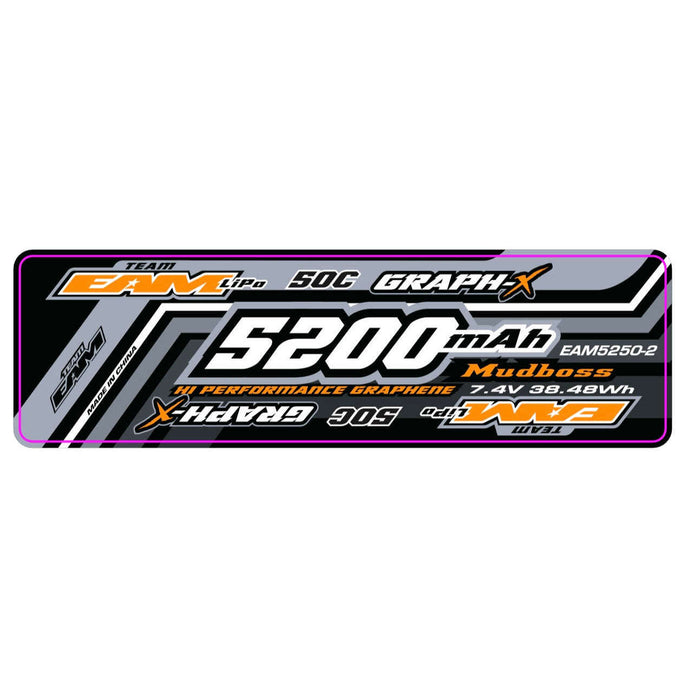 Team EAM 5200 50C Graph-X Mudboss Lipo Battery with Deans 2s 7.4V