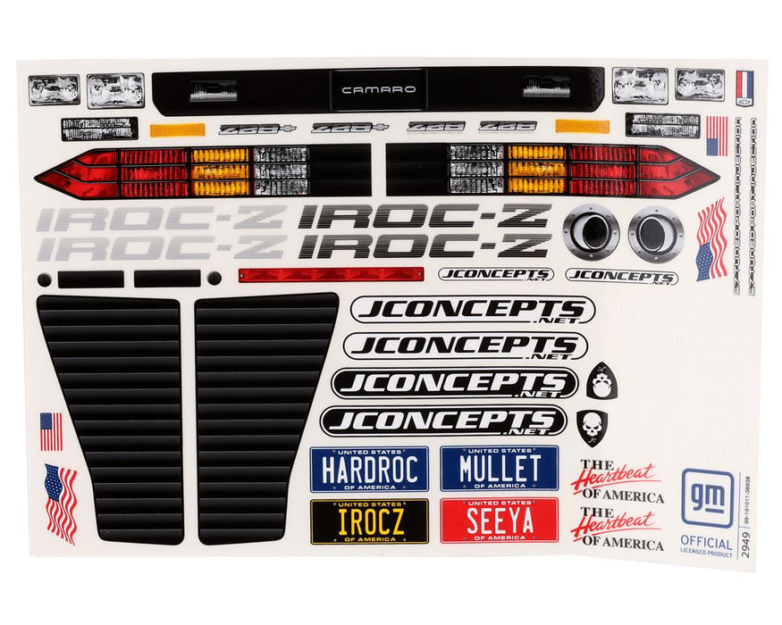 JConcepts JCO0444 1987 Chevy Camaro IROC Drag Racing Body (Clear) Street Eliminator Slash 22s DR10 No Prep