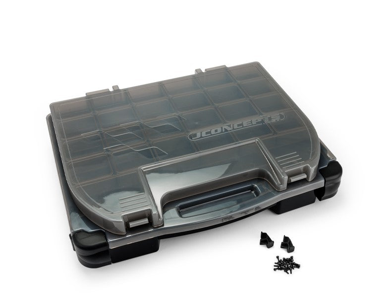 Jconcepts JCO513028 Tool Box w/ Upper Storage, Black / Smoke Gray (~14.5" x 11" x 2.375" x Upper Storage), Fits RC Tools