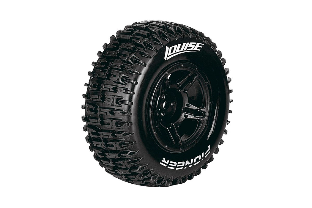 Louise RC LOULT3148SB SC-Pioneer 1/10 Short Course Tires, Soft, 12, 14 & 17mm Removable Hex on Black Rim (2)