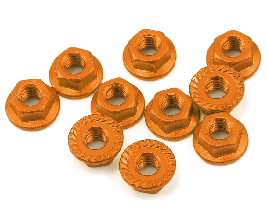 Yeah Racing YEALNM4SOR 4mm Aluminum Serrated Lock Nut (10) (Orange)
