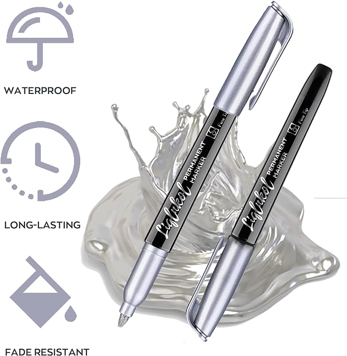 WRC LiqInkol Silver Metallic Permanent Marker, 1 Pack Silver Metallic Markers Pen