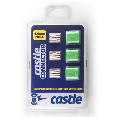 Castle Creations CSE011007500 4mm Polarized Bullet Connector Set (Male) 011-0075-00