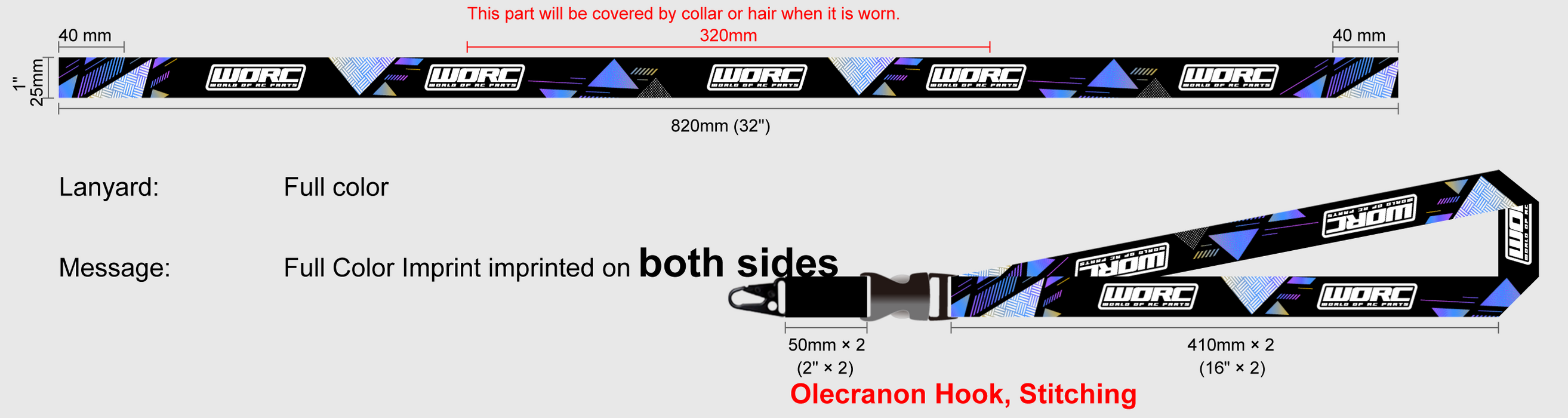 WORC Team premium Lanyard with removable clip