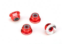 Traxxas TRA1747A Nuts, aluminum, flanged, serrated (4mm) (red-anodi