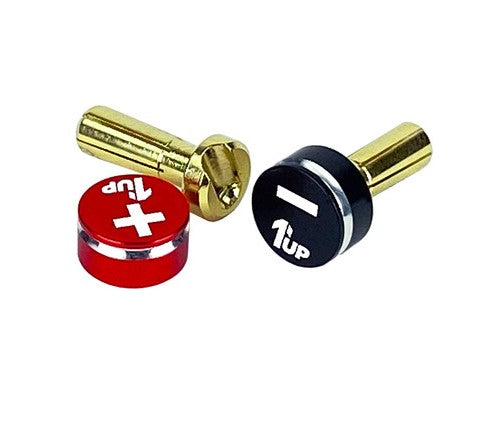 1UP Racing 1UP190431 LowPro Bullet Plugs & Grips, 4mm, Black/Red