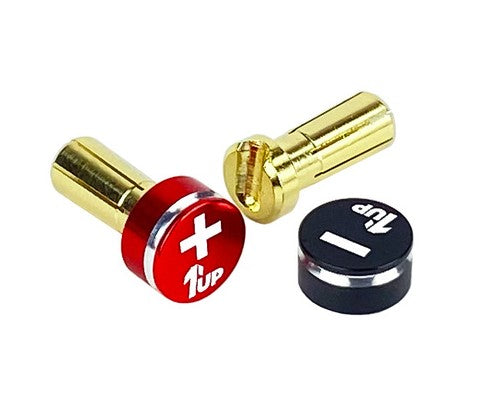 1UP Racing 1UP190432 LowPro Bullet Plugs & Grips, 5mm, Black/Red