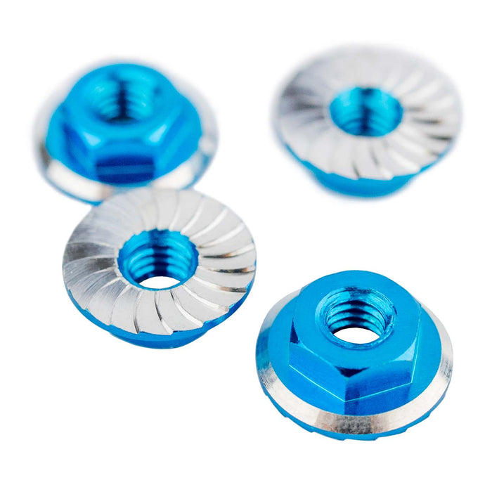 1UP Racing Lockdown UltraLite 4mm Serrated Wheel Nuts (Bright Blue) (4)