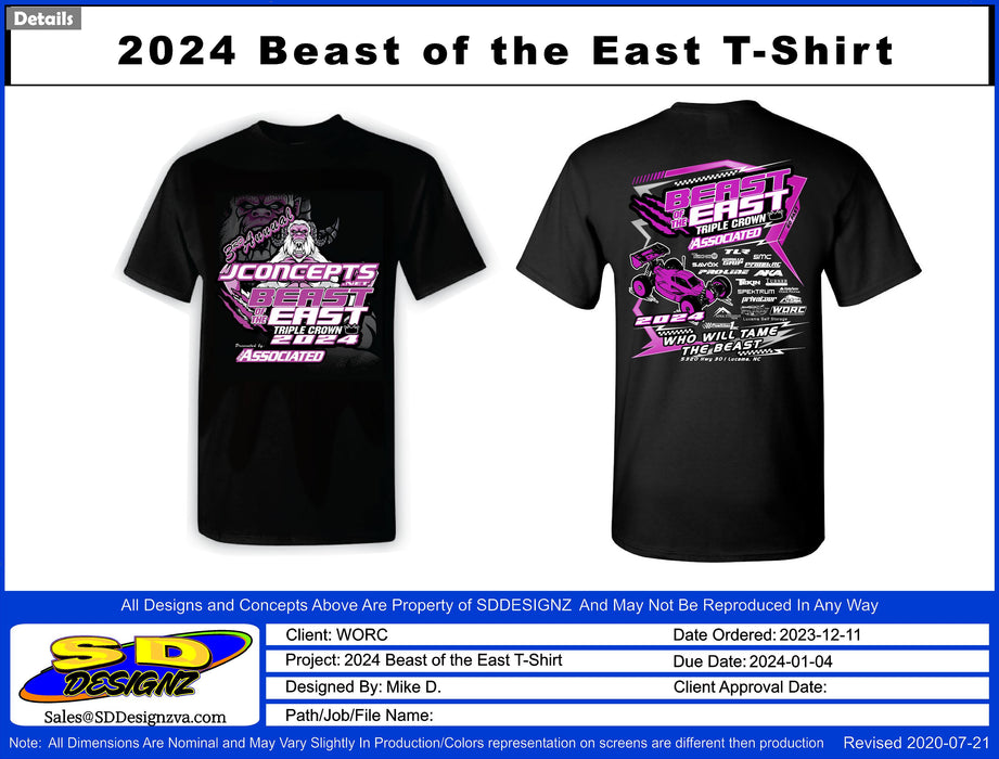 3rd Annual JConcepts Beast of the East 2024 Off-Road Race T Shirt Pre-order