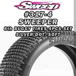 8th Buggy SWEEPER Ultra Soft SILVER dot 4pc tire set