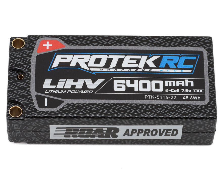 ProTek RC PTK511422 2S 130C Low IR Si-Graphene + HV Shorty LiPO Battery 7.6V 6400mAh w/ 5mm Connectors (ROAR Approved)