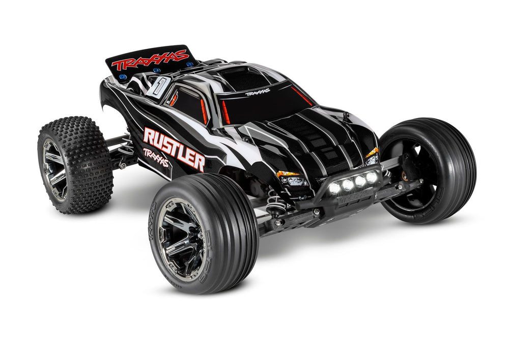 Traxxas TRA37054-61-Black Rustler®: 1/10 Scale Stadium Truck with LED Lights