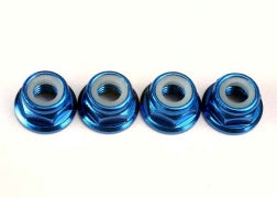 Traxxas TRA4147X Nuts, 5mm flanged nylon locking (aluminum, blue-an
