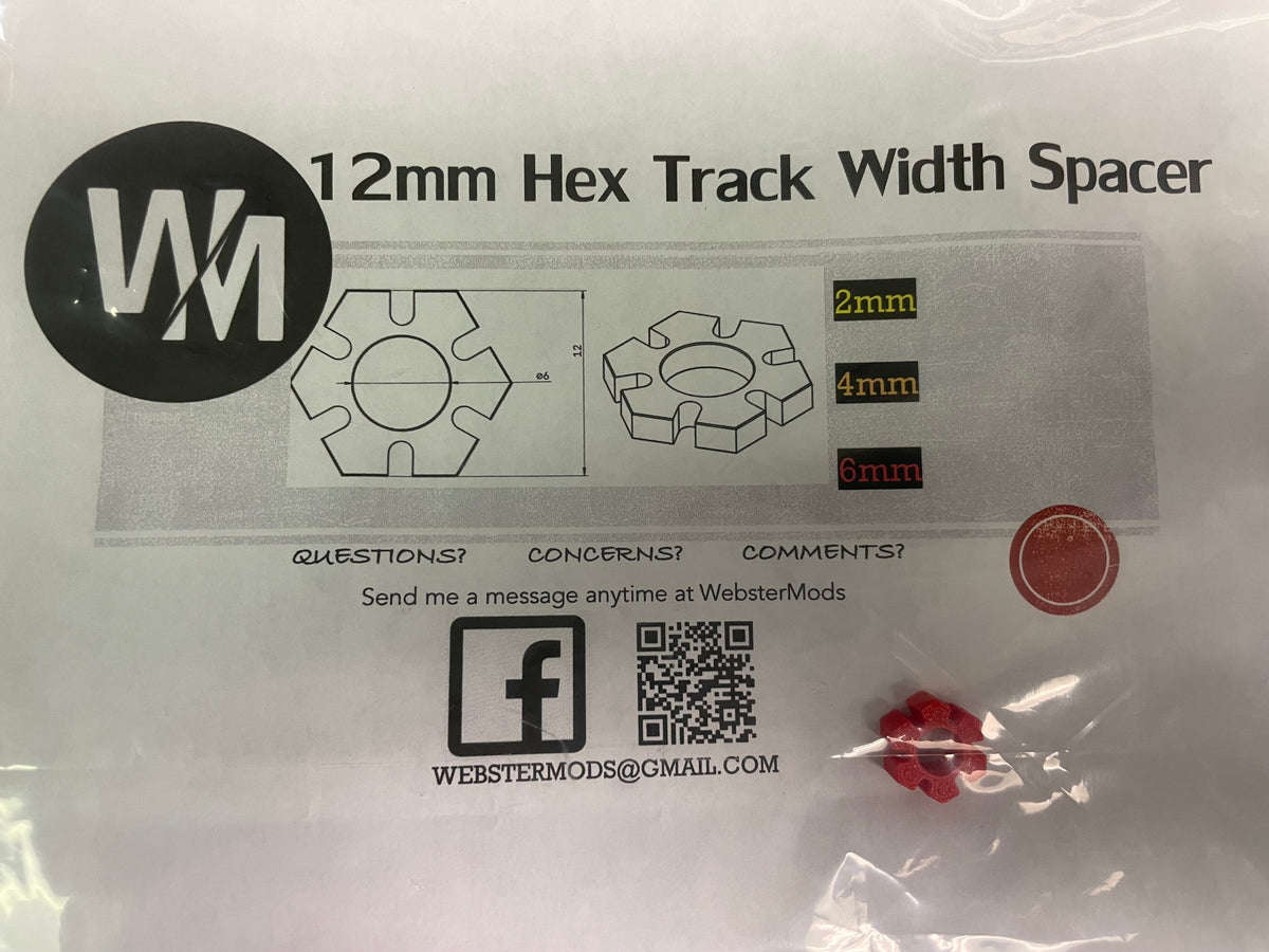 Webster Mods 12mm Hex Track Width Spacer 4mm Thick — World of R/C Parts ...
