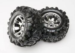 Traxxas TRA5673 Tires & wheels, assembled, glued (Geode chrome whe