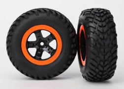 Traxxas TRA5864 Tire & wheel assy, glued (SCT black, orange beadlo