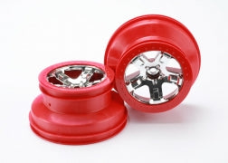 Traxxas TRA5870 Wheels, SCT chrome, red beadlock style, dual profi