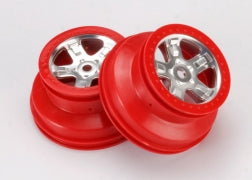Traxxas TRA5972A Wheels, SCT satin chrome with red beadlock, dual p