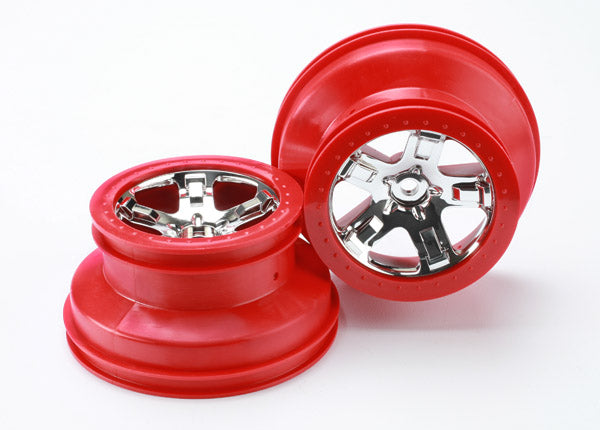 Traxxas TRA5868 Wheels, SCT chrome, red beadlock style, dual profi