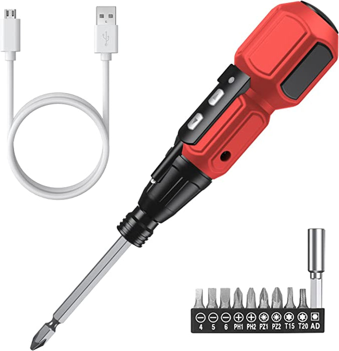 ORIA Mini Electric Screwdriver, Cordless Electric Screwdriver, 13 in 1 Rechargeable Screwdriver Set with 10 Screwdriver Bits, 1/4 inch Bit Holder, LED Light, Charging Cable, for Phones,Toys, PC