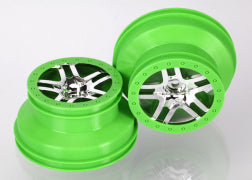 Traxxas TRA6872X Wheels, SCT Split-Spoke, chrome, green beadlock st