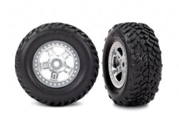 Traxxas TRA7073 Tires and wheels, assembled, glued (SCT satin chro