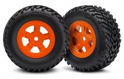 Traxxas TRA7674A Tires and wheels, assembled, glued (SCT orange whe