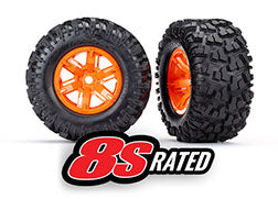 Traxxas TRA7772T Tires & wheels, assembled, glued (X-Maxx® orange w