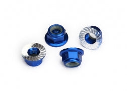 Traxxas TRA8447X Nuts, 5mm flanged nylon locking (aluminum, blue-an